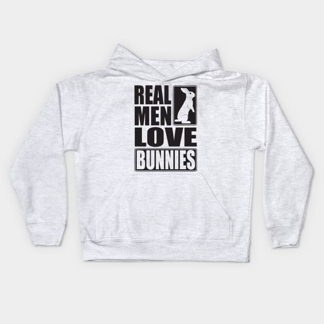 Real men love bunnies Kids Hoodie by nektarinchen